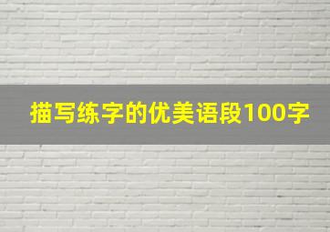 描写练字的优美语段100字