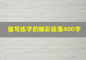 描写练字的精彩段落400字