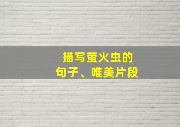 描写萤火虫的句子、唯美片段