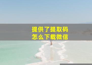 提供了提取码怎么下载微信