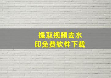 提取视频去水印免费软件下载