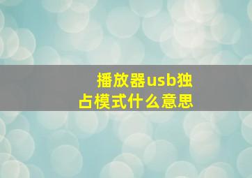 播放器usb独占模式什么意思