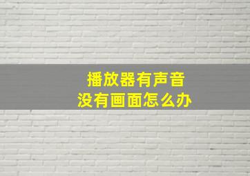 播放器有声音没有画面怎么办