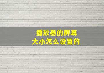 播放器的屏幕大小怎么设置的