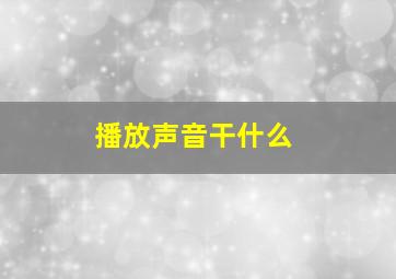 播放声音干什么