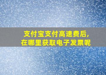 支付宝支付高速费后,在哪里获取电子发票呢