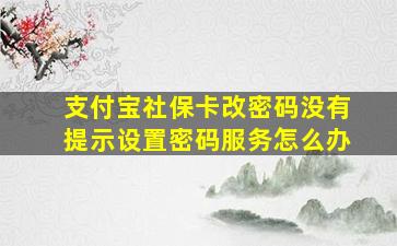 支付宝社保卡改密码没有提示设置密码服务怎么办