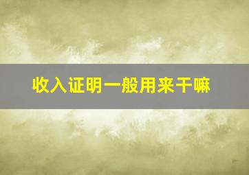 收入证明一般用来干嘛