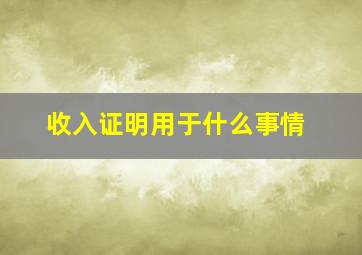 收入证明用于什么事情