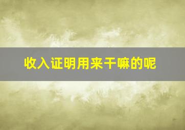 收入证明用来干嘛的呢