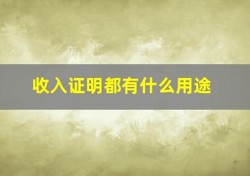 收入证明都有什么用途