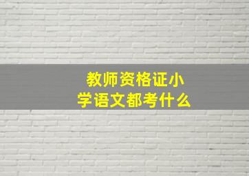 教师资格证小学语文都考什么