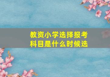 教资小学选择报考科目是什么时候选