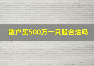 散户买500万一只股合法吗