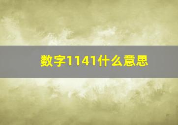 数字1141什么意思