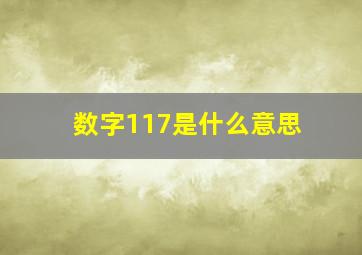 数字117是什么意思