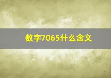 数字7065什么含义