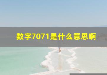 数字7071是什么意思啊