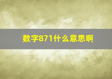 数字871什么意思啊