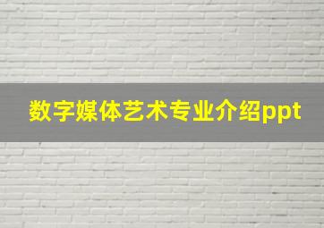 数字媒体艺术专业介绍ppt