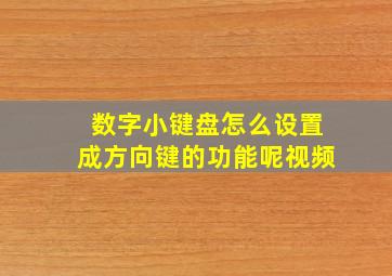 数字小键盘怎么设置成方向键的功能呢视频