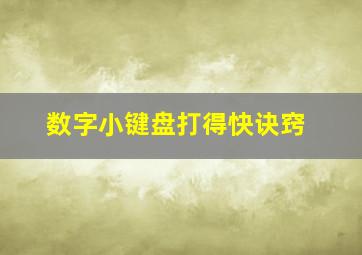 数字小键盘打得快诀窍