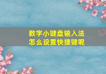 数字小键盘输入法怎么设置快捷键呢