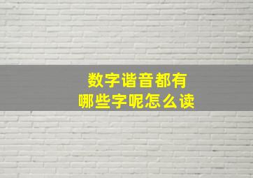 数字谐音都有哪些字呢怎么读