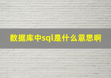 数据库中sql是什么意思啊