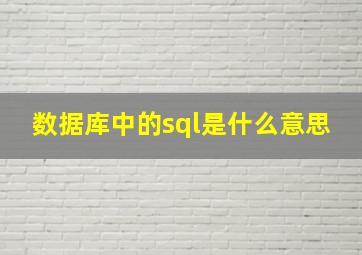 数据库中的sql是什么意思