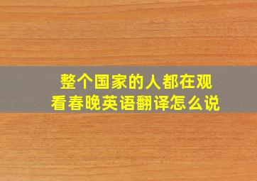 整个国家的人都在观看春晚英语翻译怎么说