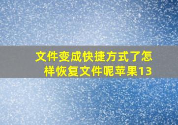 文件变成快捷方式了怎样恢复文件呢苹果13