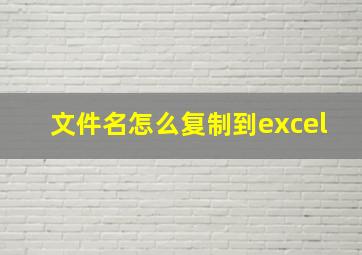 文件名怎么复制到excel