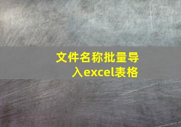 文件名称批量导入excel表格