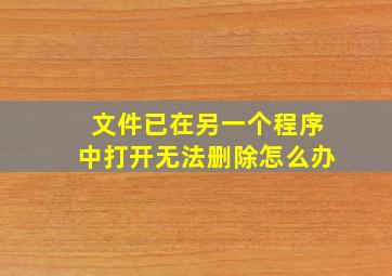 文件已在另一个程序中打开无法删除怎么办