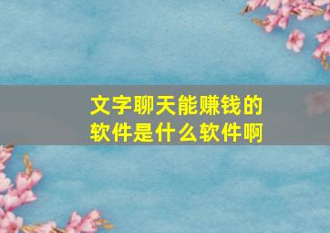 文字聊天能赚钱的软件是什么软件啊