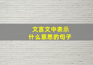 文言文中表示什么意思的句子