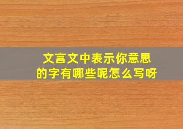 文言文中表示你意思的字有哪些呢怎么写呀