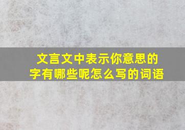 文言文中表示你意思的字有哪些呢怎么写的词语