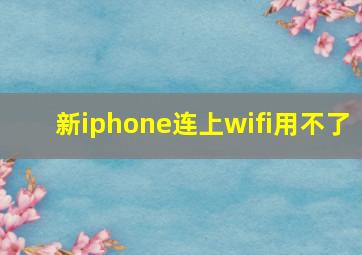 新iphone连上wifi用不了