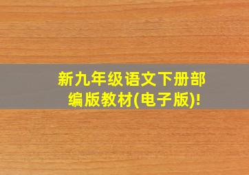 新九年级语文下册部编版教材(电子版)!