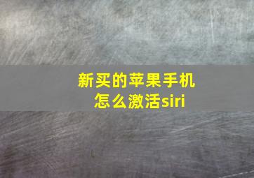 新买的苹果手机怎么激活siri