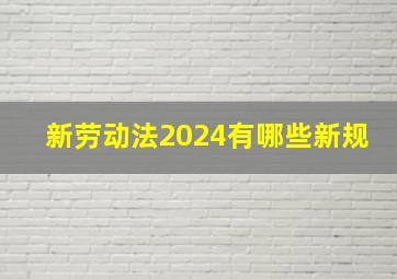 新劳动法2024有哪些新规