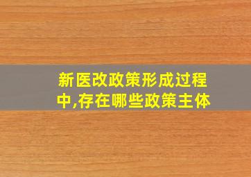 新医改政策形成过程中,存在哪些政策主体