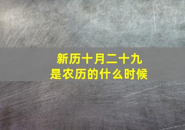 新历十月二十九是农历的什么时候