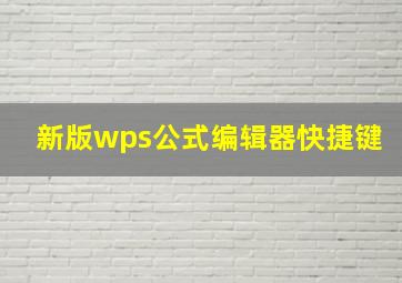 新版wps公式编辑器快捷键