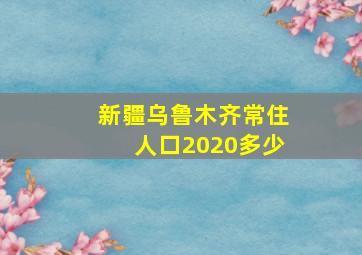 新疆乌鲁木齐常住人口2020多少