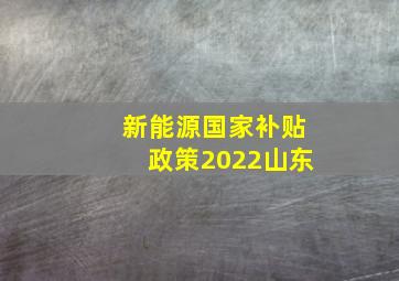 新能源国家补贴政策2022山东