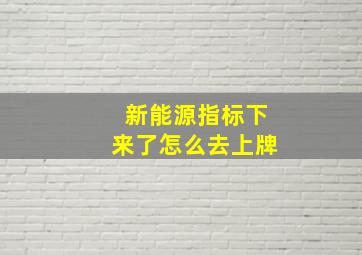 新能源指标下来了怎么去上牌