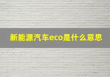 新能源汽车eco是什么意思